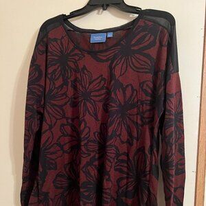 Floral Burgundy and Black Women's Top